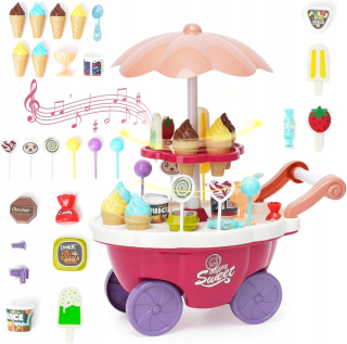 Sladký vozík Zmrzlinový stojan na kolieskach SWEET KIDS PINK